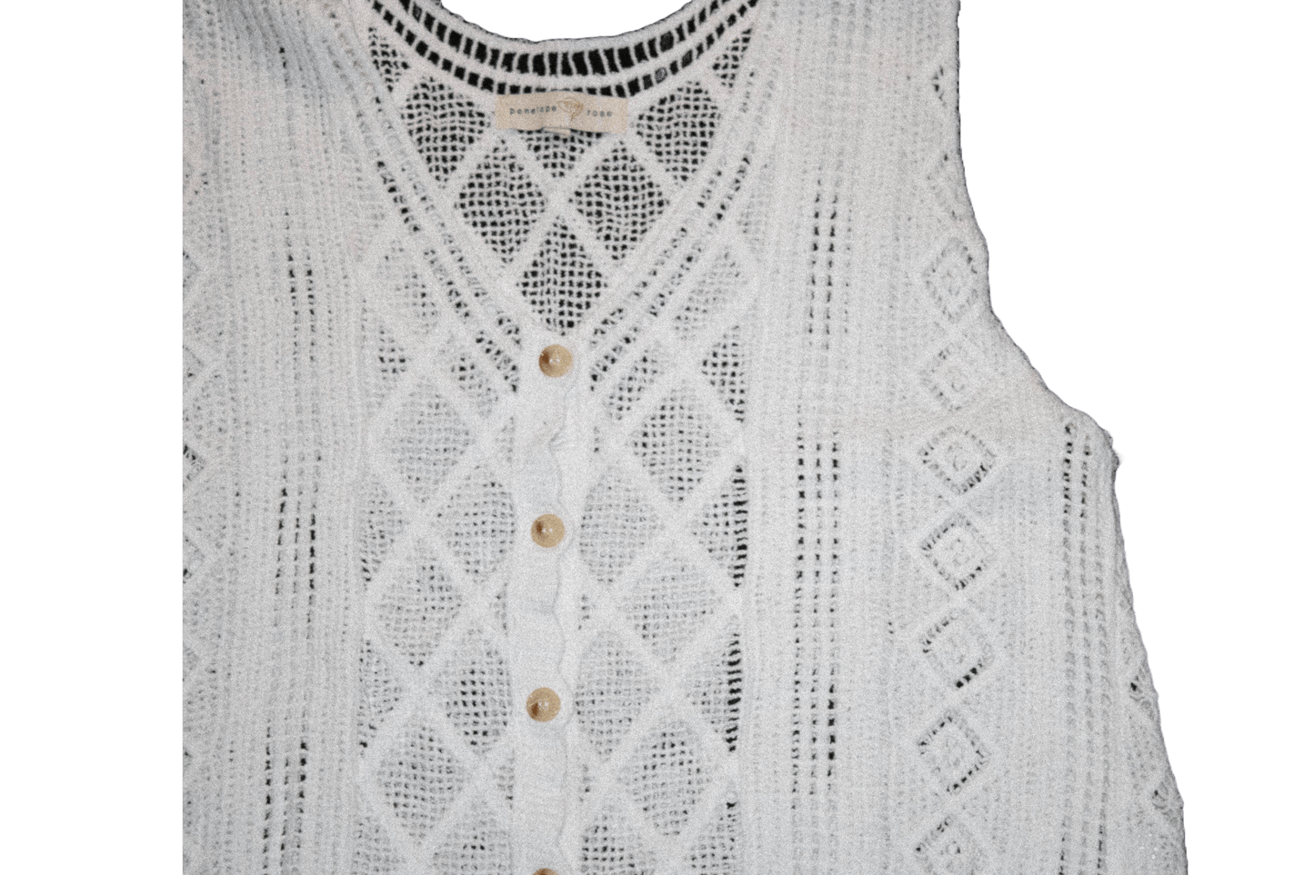 White Crochet Knit Vest