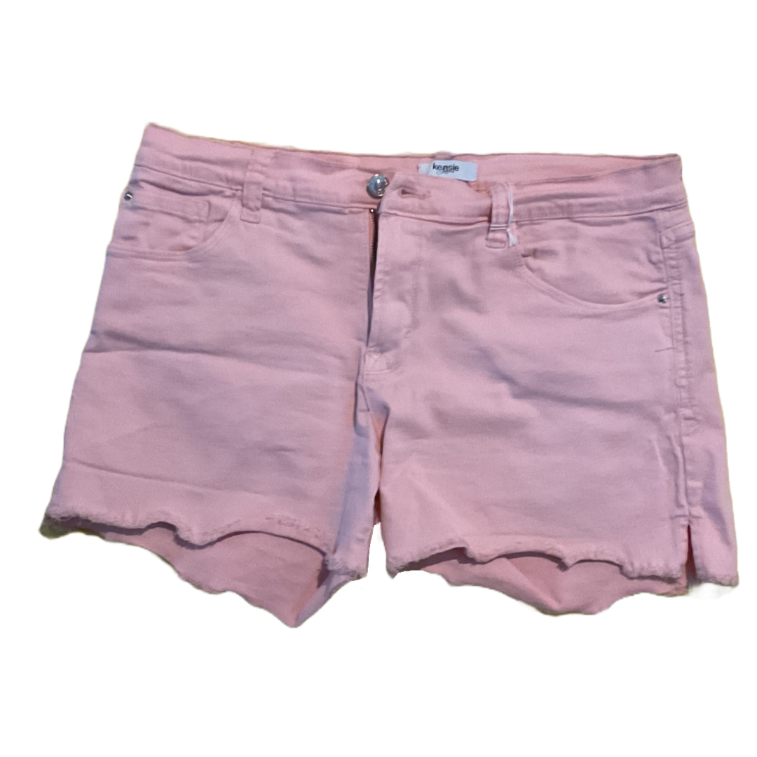 pink distressed jean shorts