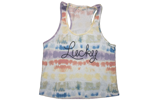 lucky rainbow tie dye tank top