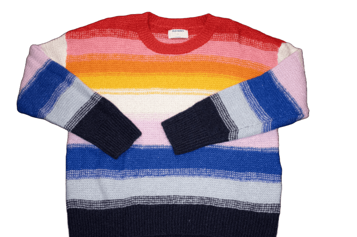 Textured Knit Rainbow Multicolored Wool Blend Swea