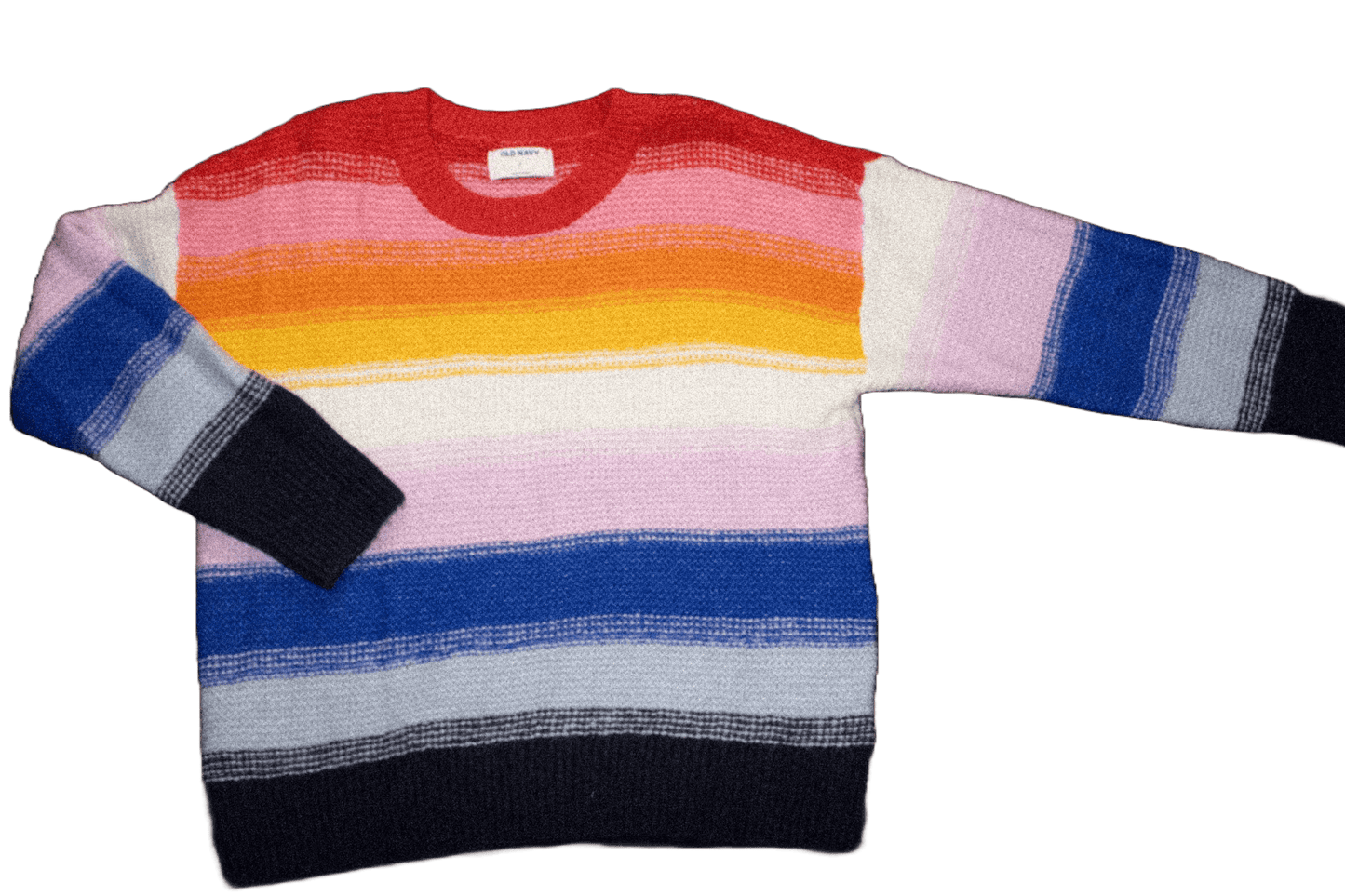 Textured Knit Rainbow Multicolored Wool Blend Swea