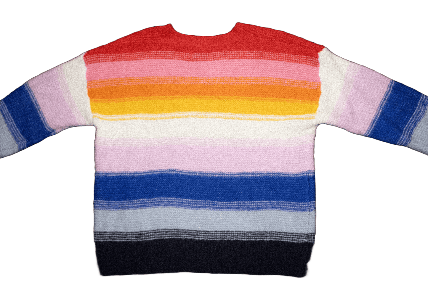 Textured Knit Rainbow Multicolored Wool Blend Swea
