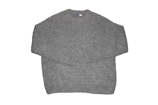 feathered grey sweater