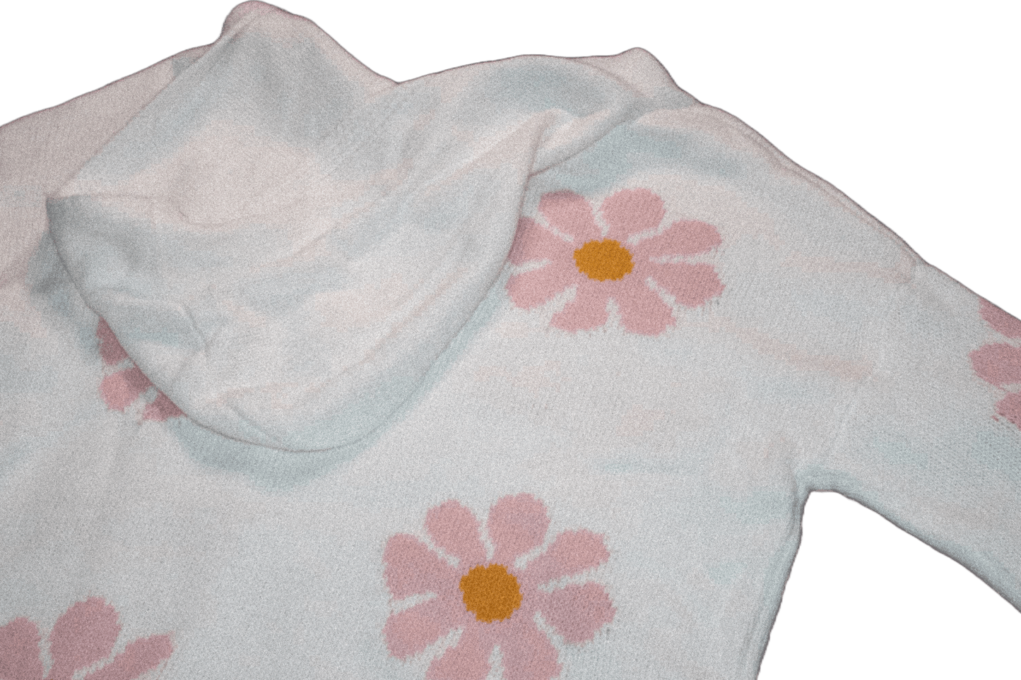 White And Pink Floral Knitted Sweater