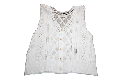 White Crochet Knit Vest