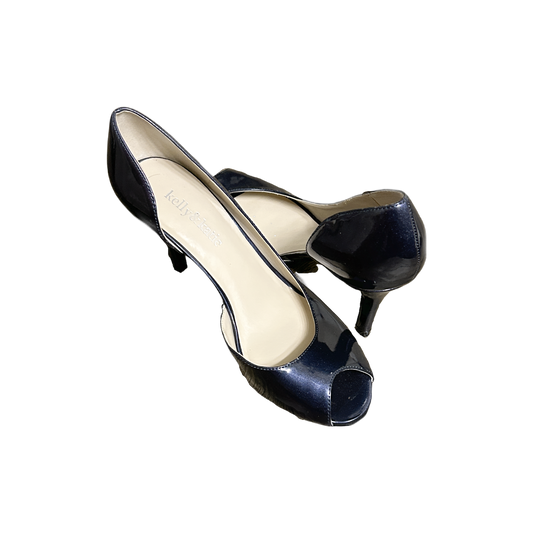 navy open toe high heel