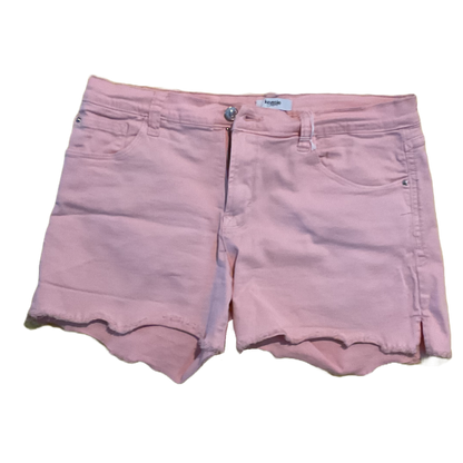 pink distressed jean shorts